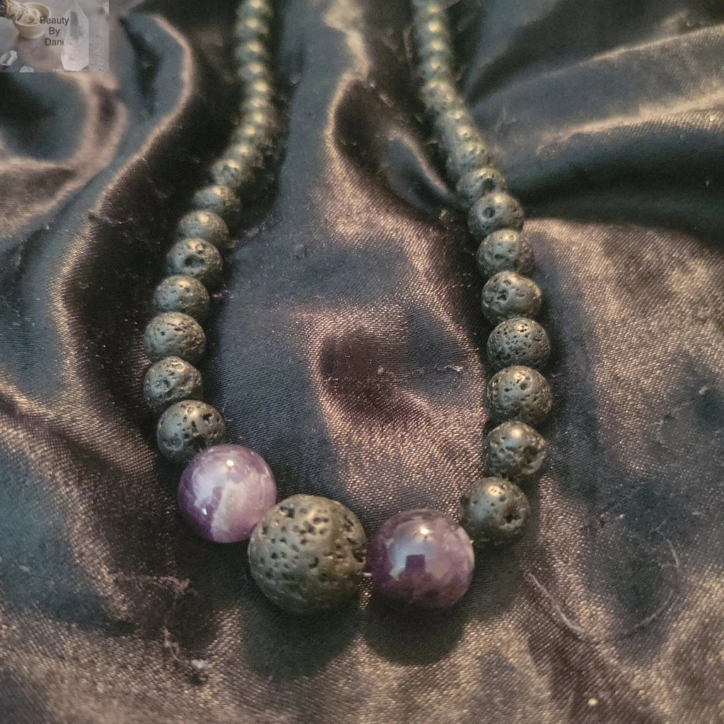 Lava and Amethyst Healing Necklace
