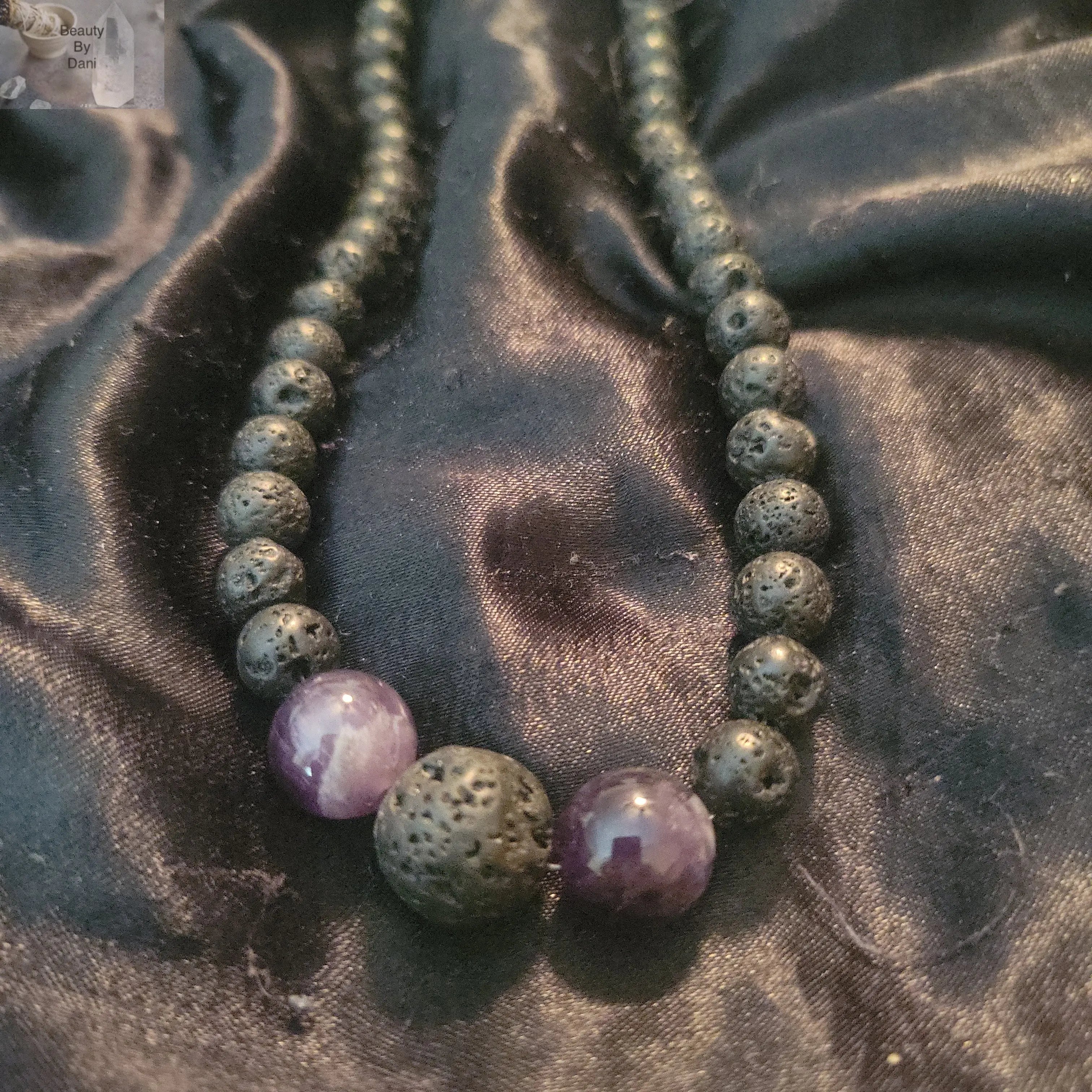 Lava and Amethyst Healing Necklace
