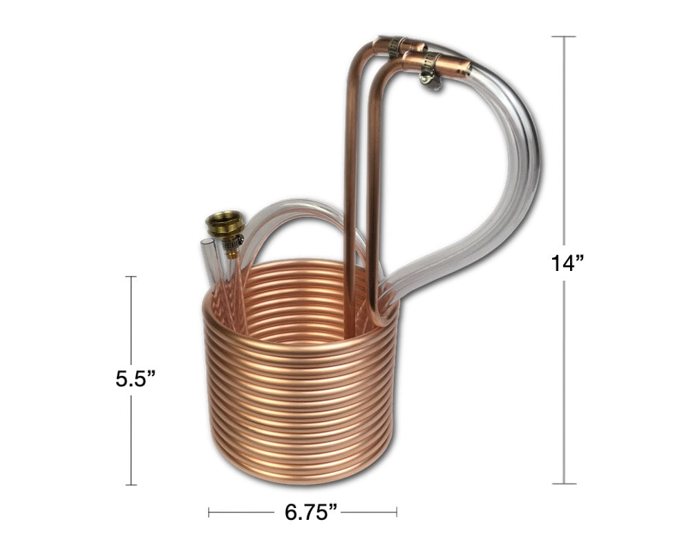 Compact Immersion Wort Chiller, Copper
