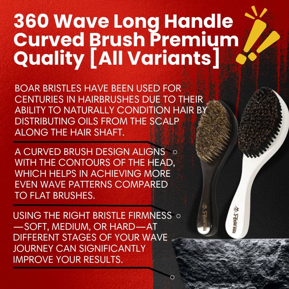 360 Wave Long Handle Curved Brush Premium Quality [All Variants]