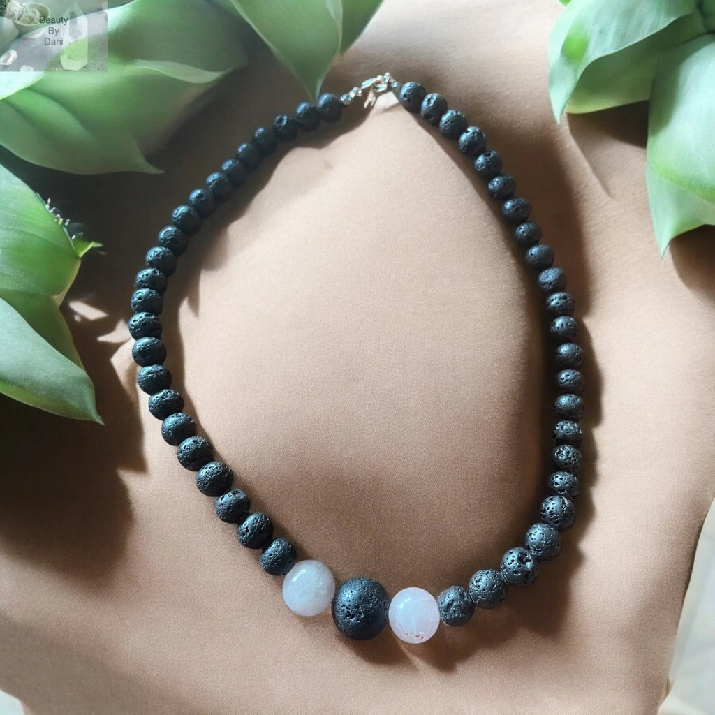 Lava and Rose Quartz Healing Necklace