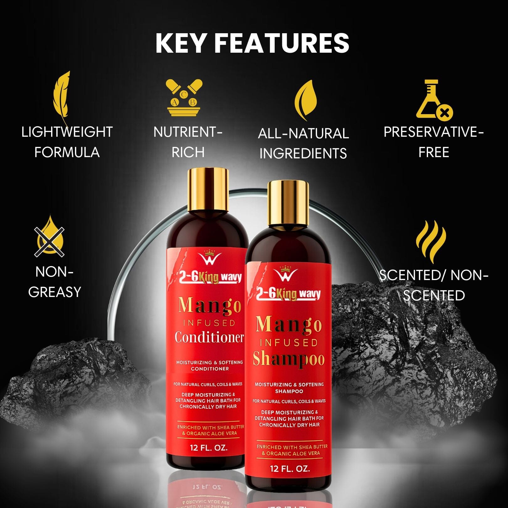 Infused Mango Shampoo & Conditioner  (12 FL OZ) DUO Premium Quality