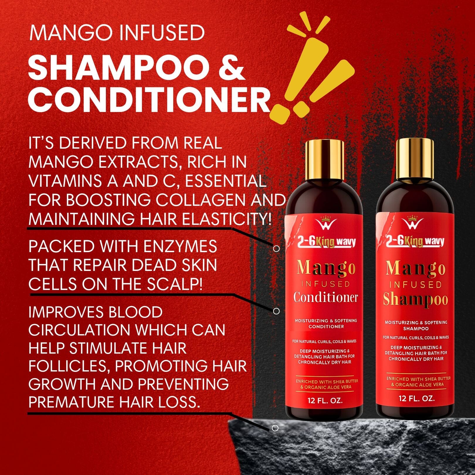Infused Mango Shampoo & Conditioner  (12 FL OZ) DUO Premium Quality