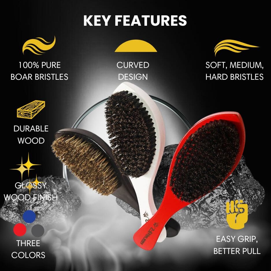360 Wave Long Handle Curved Brush Premium Quality [All Variants]