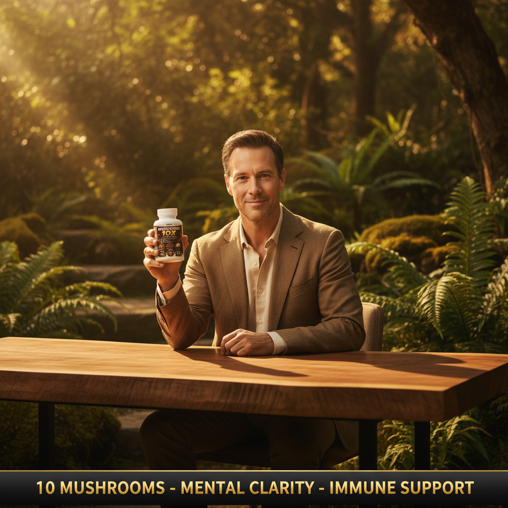 Mushroom 10X Capsules | Lions Mane Reishi Cordyceps Chaga Shiitake | Mental Clarity Immune Support and Vitality | 60 Capsules