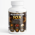 Mushroom 10X Capsules | Lions Mane Reishi Cordyceps Chaga Shiitake | Mental Clarity Immune Support and Vitality | 60 Capsules